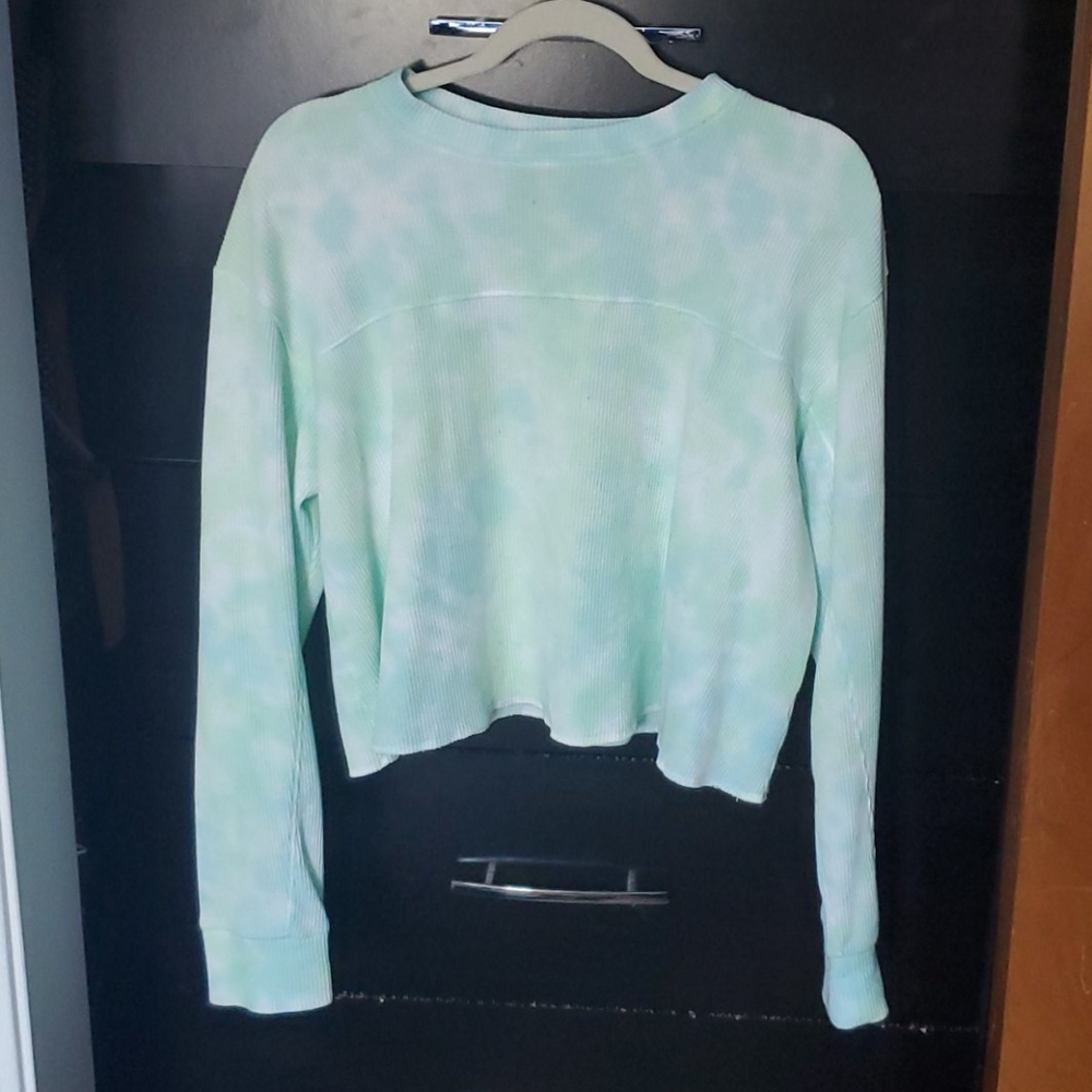 Ribbed green tiedye crop top
